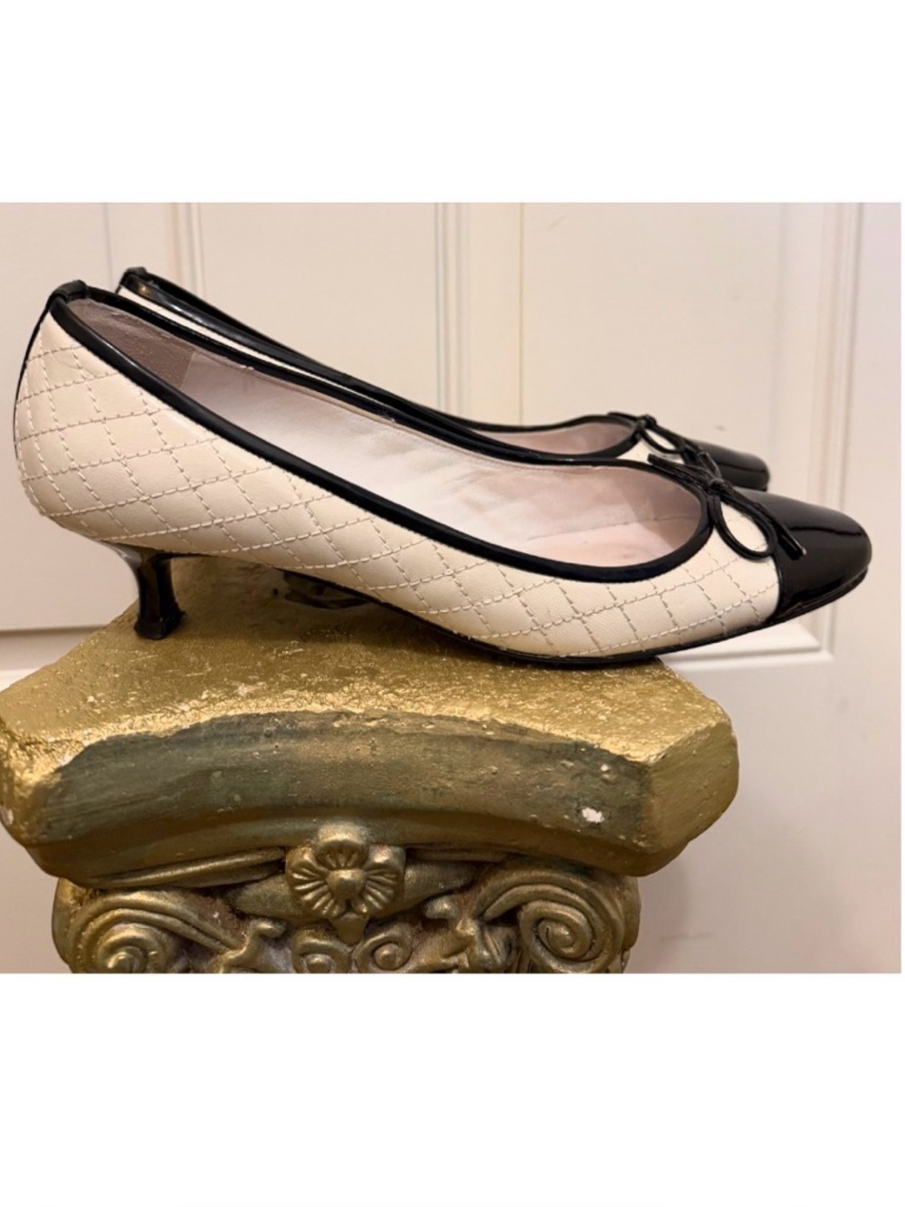 Delman Chic Black and Off-White Quilted Women's Shoes